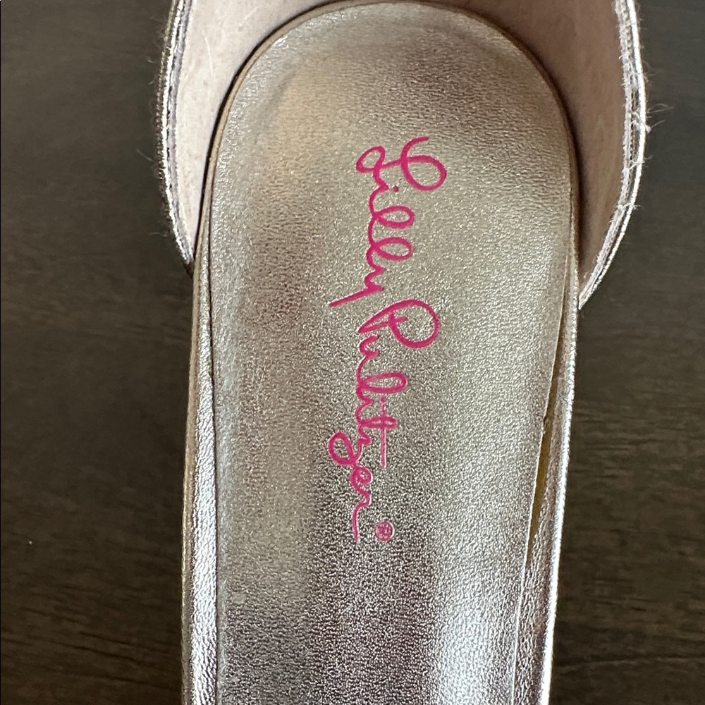 Lilly Pulitzer Amber Lynn Gold Embellished Sandal Block Heel Size 10 - Picture 12 of 13